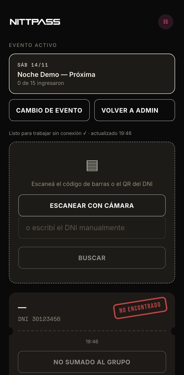 La puerta escaneando un DNI (demo)
